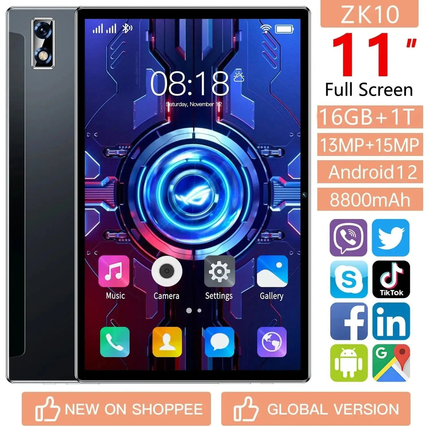 2024 Gobal Version New 11 Inch Tablet PC Android12 16GB RAM+1T ROM Tablet 5G Dual SIM Phone Call GPS Bluetooth WiFi WPS Tablet - PYJ IT Solutions Online Shop