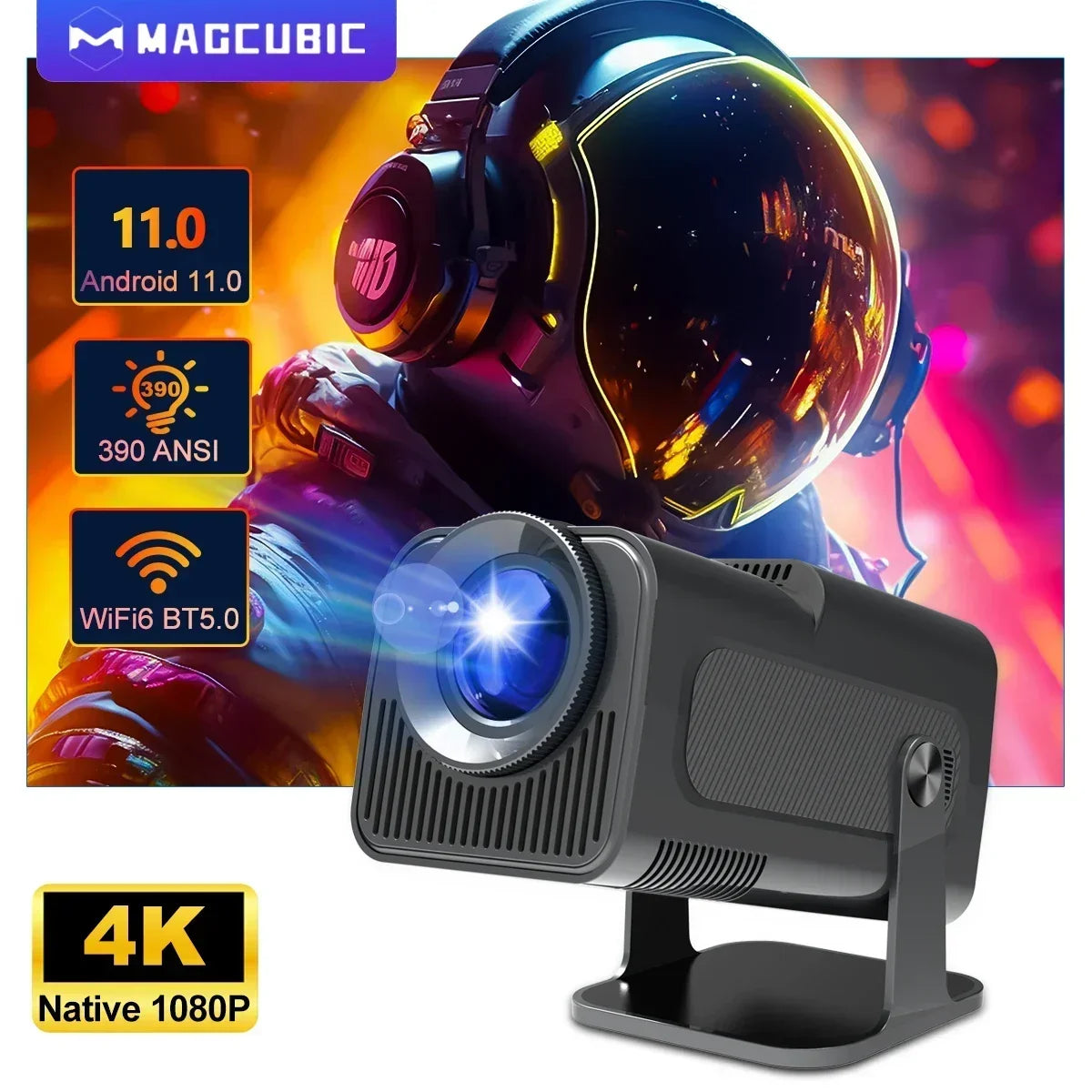 Magcubic 4K Android 11 Projector Native 1080P 390ANSI HY320 Dual Wifi6 BT5.0 1920*1080P Cinema portable Projetor upgrated HY300 - PYJ IT Solutions Online Shop