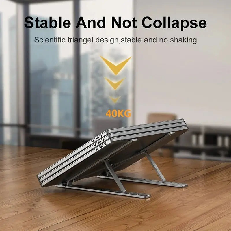Aluminum Alloy Laptop Holder Stand Adjustable Foldable Portable for Notebook Computer Bracket Lifting Cooling Holder Non - slip - PYJ IT Solutions Online Shop