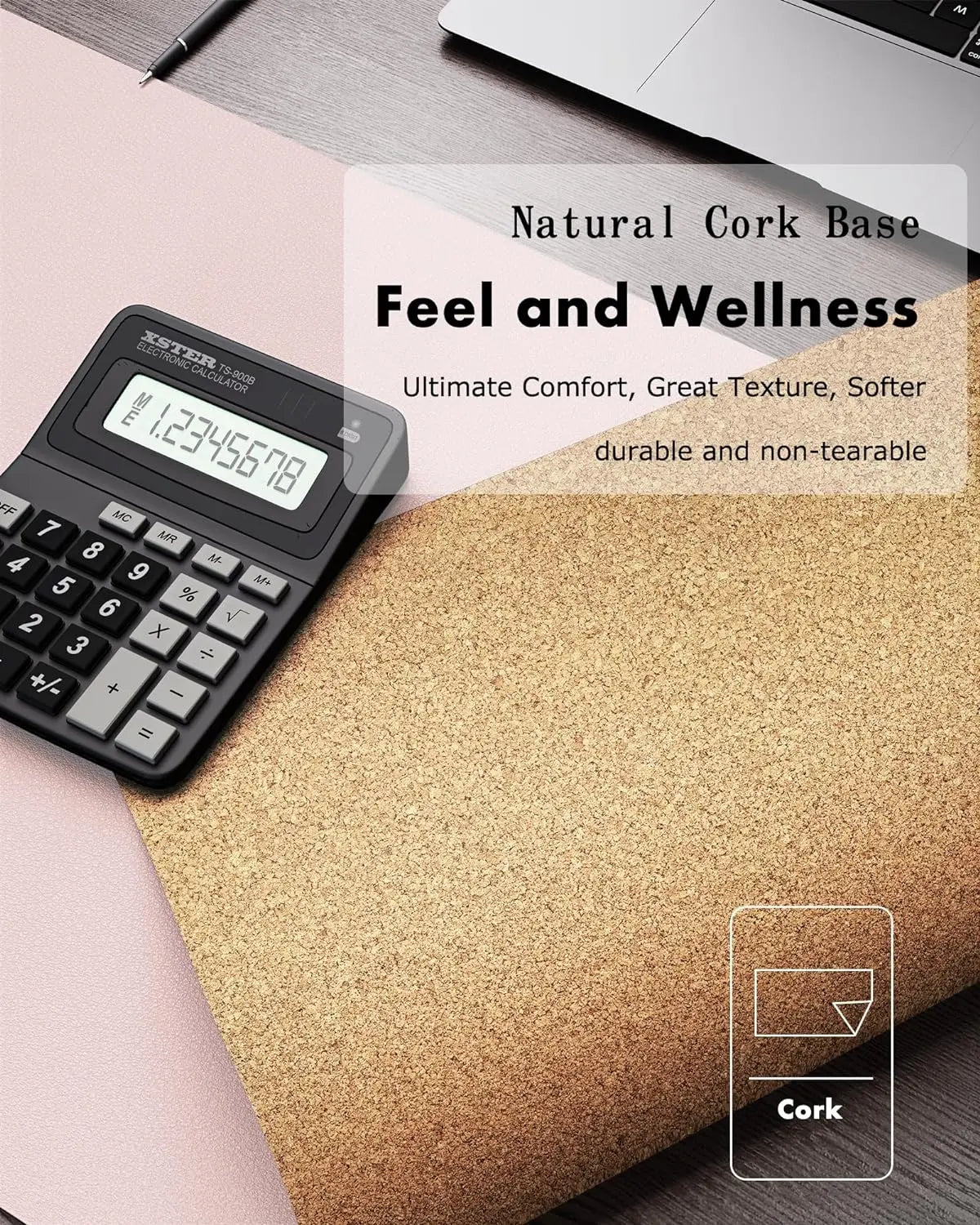 Large Size Eco Cork Desk Pad Protector, Double-Sided Mouse Pad for Desk, Waterproof Leather Desk Blotter Pad for Home Office - PYJ IT Solutions Online Shop