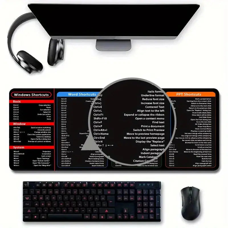 Excel Shortcuts Gaming Mouse Pad - Perfect for Office Workers & Students - PYJ IT Solutions Online Shop