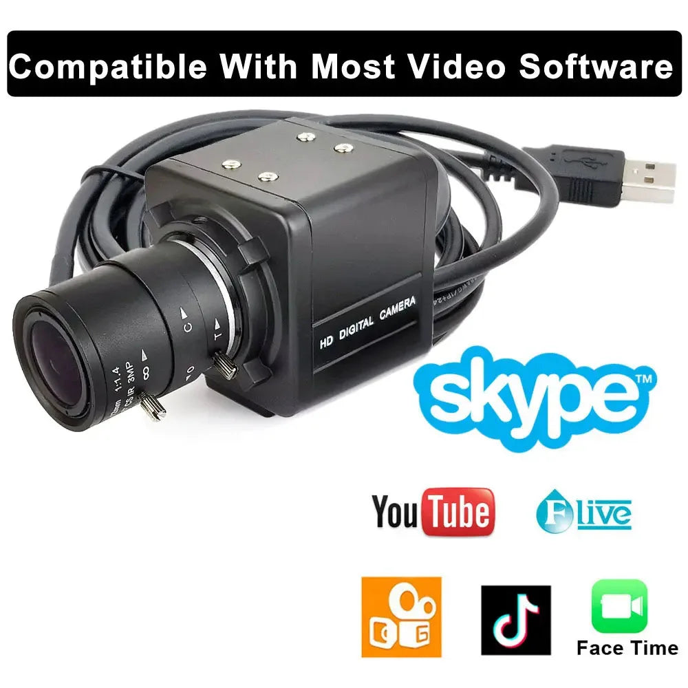 8MP 4K USB Webcam IMX415 With 5-50mm Varifocal CS Lens 2K 4MP F5253 Box Industrial Usb Camera OTG UVC Compatible Plug And Play - PYJ IT Solutions Online Shop