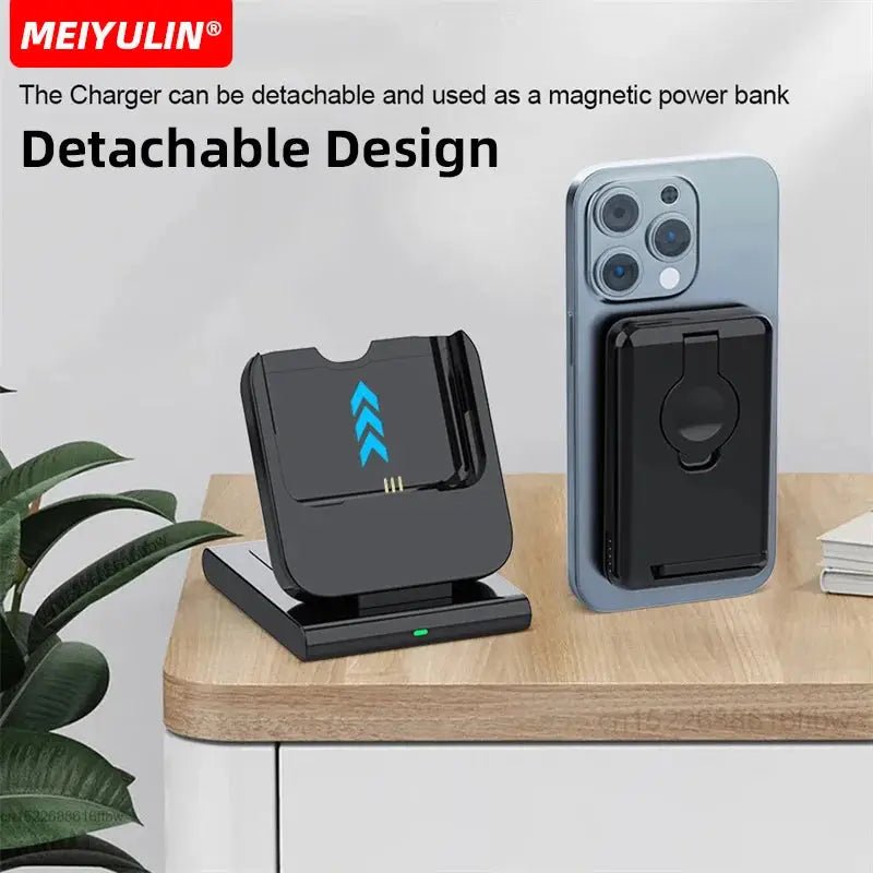 10000mAh Magnetic Power Bank 3 in 1 Wireless Fast Charger Stand External Auxiliary Battery For Magsafe iPhone Apple Watch - PYJ IT Solutions Online Shop