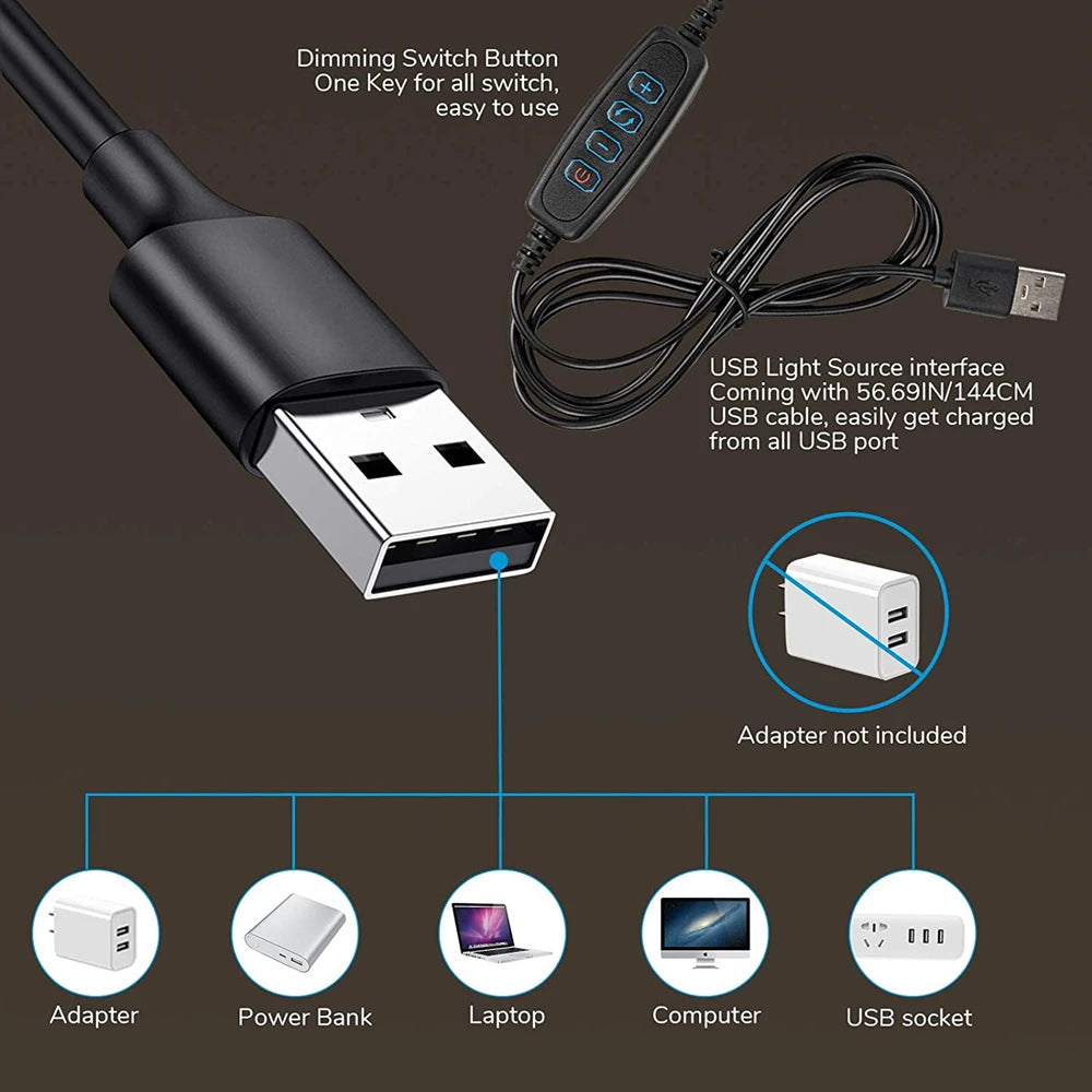 48 LEDs Desk Lamp Clip USB Book Light Bedside 360° Flexible Eye Protection Gooseneck Reading Light Brightness Adjustable 3 Leve - PYJ IT Solutions Online Shop