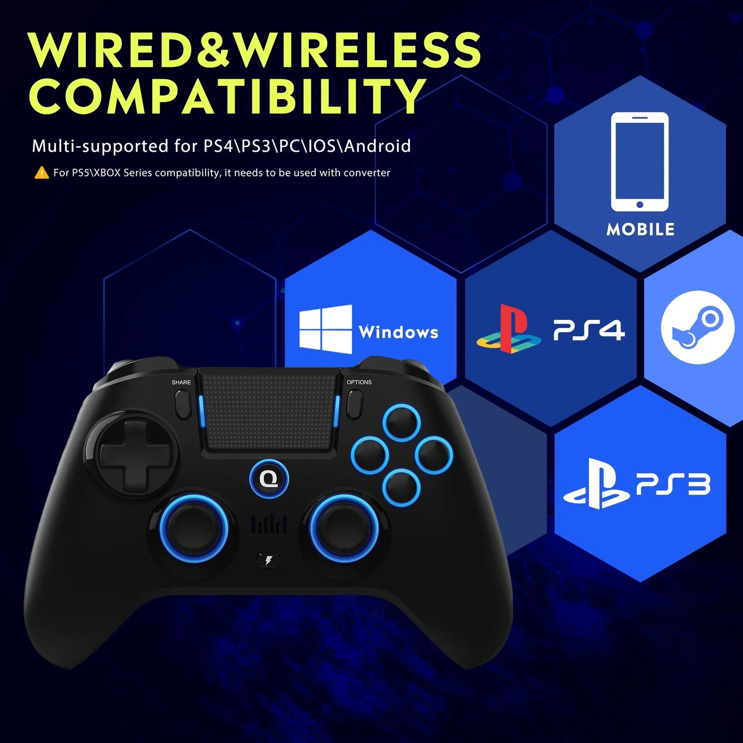 QRD Spark N5 Bluetooth Gamepad Controller Symmetrical Rocker Ergonomic PS4 IOS Android Long Battery Life Gaming Accessories gift - PYJ IT Solutions Online Shop