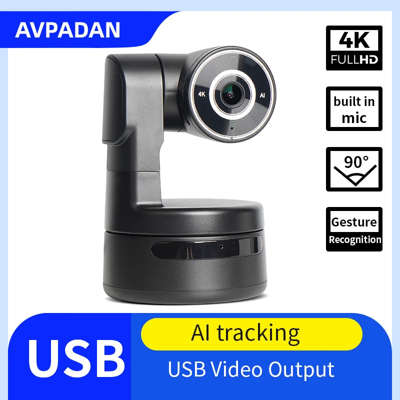 MINI 4K PTZ Webcam AI Tracking Gesture Recognition Control Built-in Mic USB Video Camera for Laptop Live Streaming - PYJ IT Solutions Online Shop