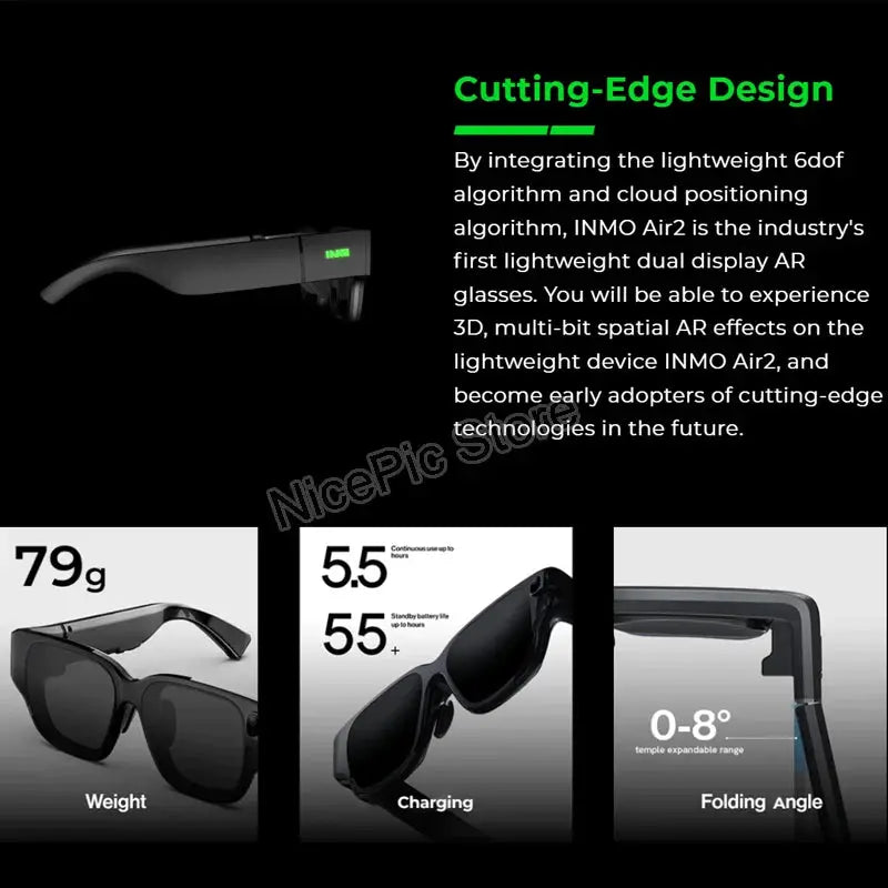 INMO Air 2 Wireless Portable AR Glasses Full Color Display Smart Translation Glasses with Translation&AIGC for Office Speech - PYJ IT Solutions Online Shop