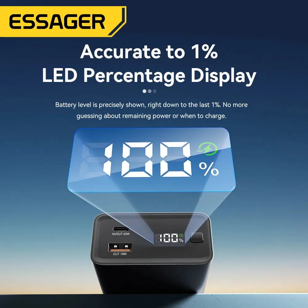 Essager Power Bank 20000mAh Portable PD 65W Fast Charging Mobile Phone External Battery Powerbank For Phone Laptop Tablet Mac - PYJ IT Solutions Online Shop