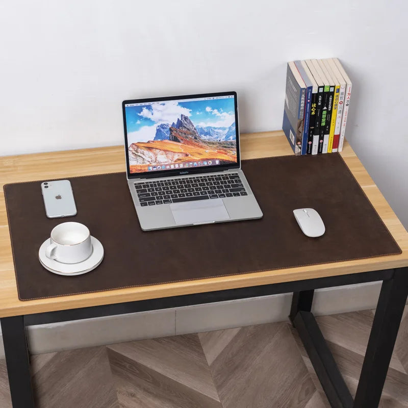 Large Big Size Brown Genuine Crazy Horse Leather Gaming Mouse Pad Computer Carpet Desk Keyboard Mat Cover Non-Slip High Quality - PYJ IT Solutions Online Shop