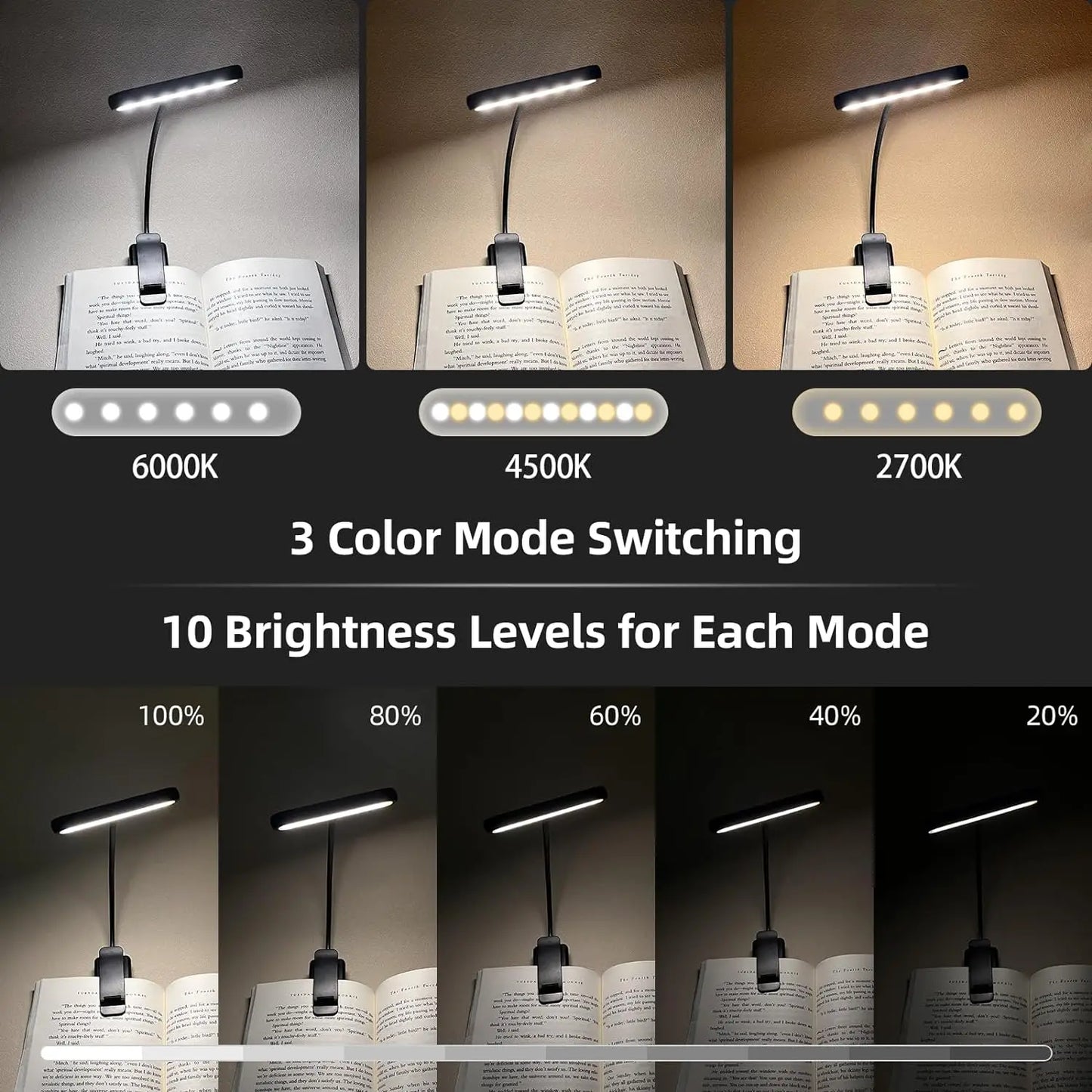 14Leds Book Light USB Rechargeable Reading Light Warm Cool White Daylight Portable Flexible Easy Clip Night Reading Lamp - PYJ IT Solutions Online Shop