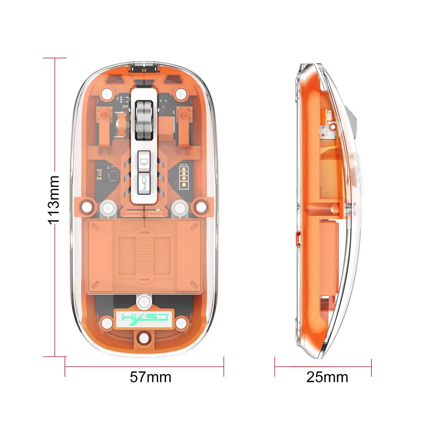 3 Modes Wireless Bluetooth Transparent Gaming Mouse Silent DPI Adjustable Rechargeable Battery Display Mice for PC Mipad Laptop - PYJ IT Solutions Online Shop