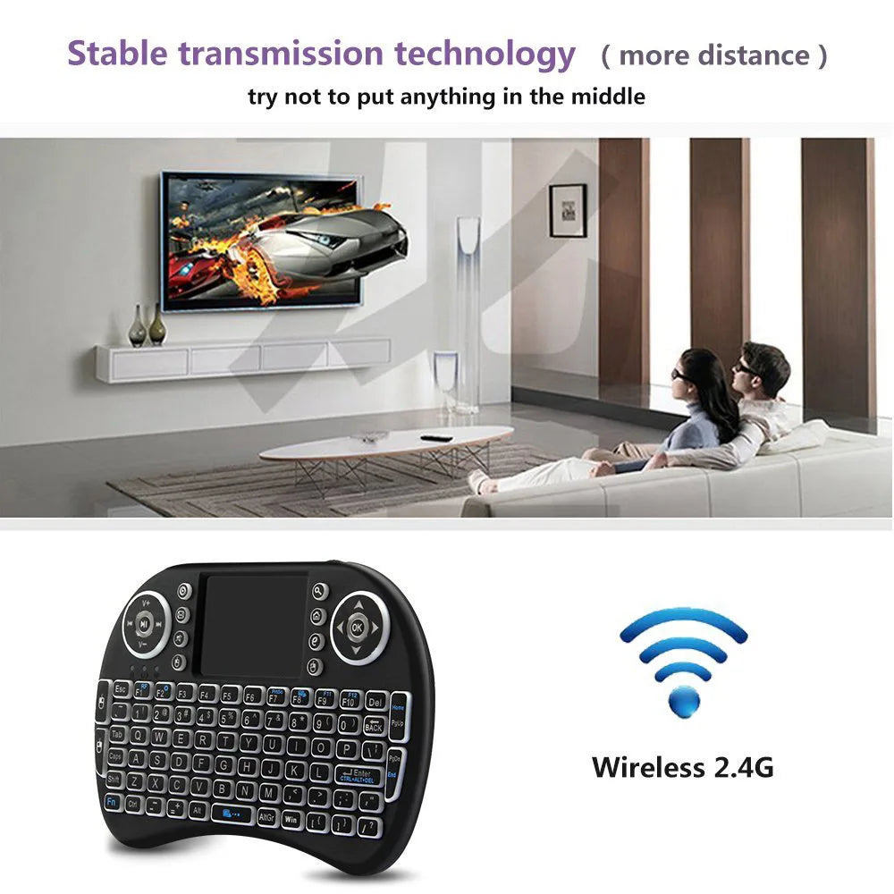Backlit Mini Wireless Keyboard Spanish French Azerty Russian Portuguese Brazil Language Air Mouse With Touchpad N RGB PC TV Box - PYJ IT Solutions Online Shop
