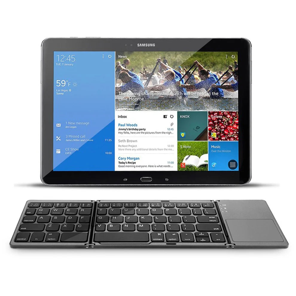 Foldable Wireless Keyboard Ultra Slim Touchpad Bluetooth Keyboard Rechargeable Folding Keyboard for Tablet Laptop - PYJ IT Solutions Online Shop