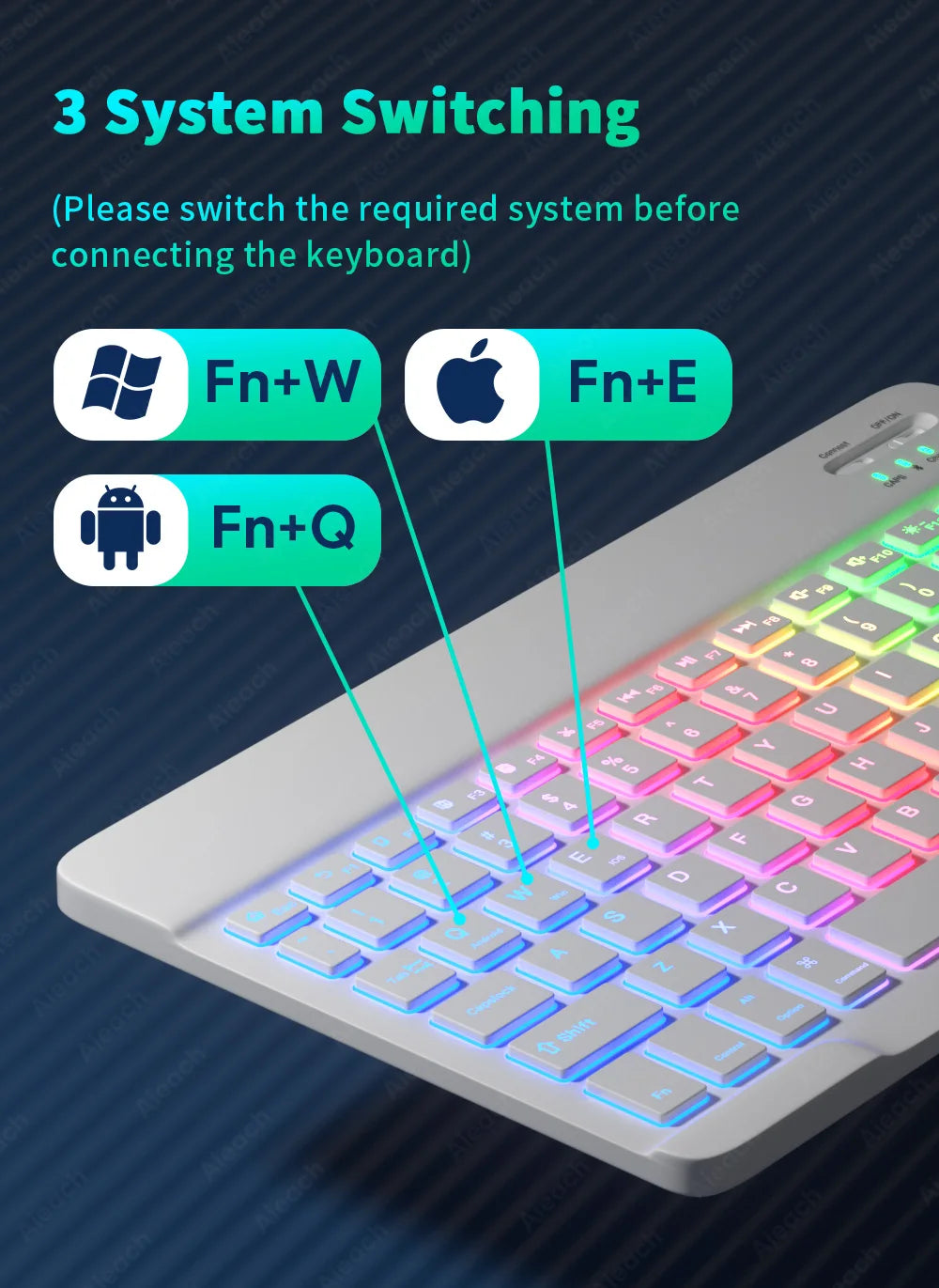 Keyboard For Tablet Android iOS Windows Wireless Mouse Keyboard Bluetooth-compatible Rainbow Backlit Keyboard For iPad Phone - PYJ IT Solutions Online Shop