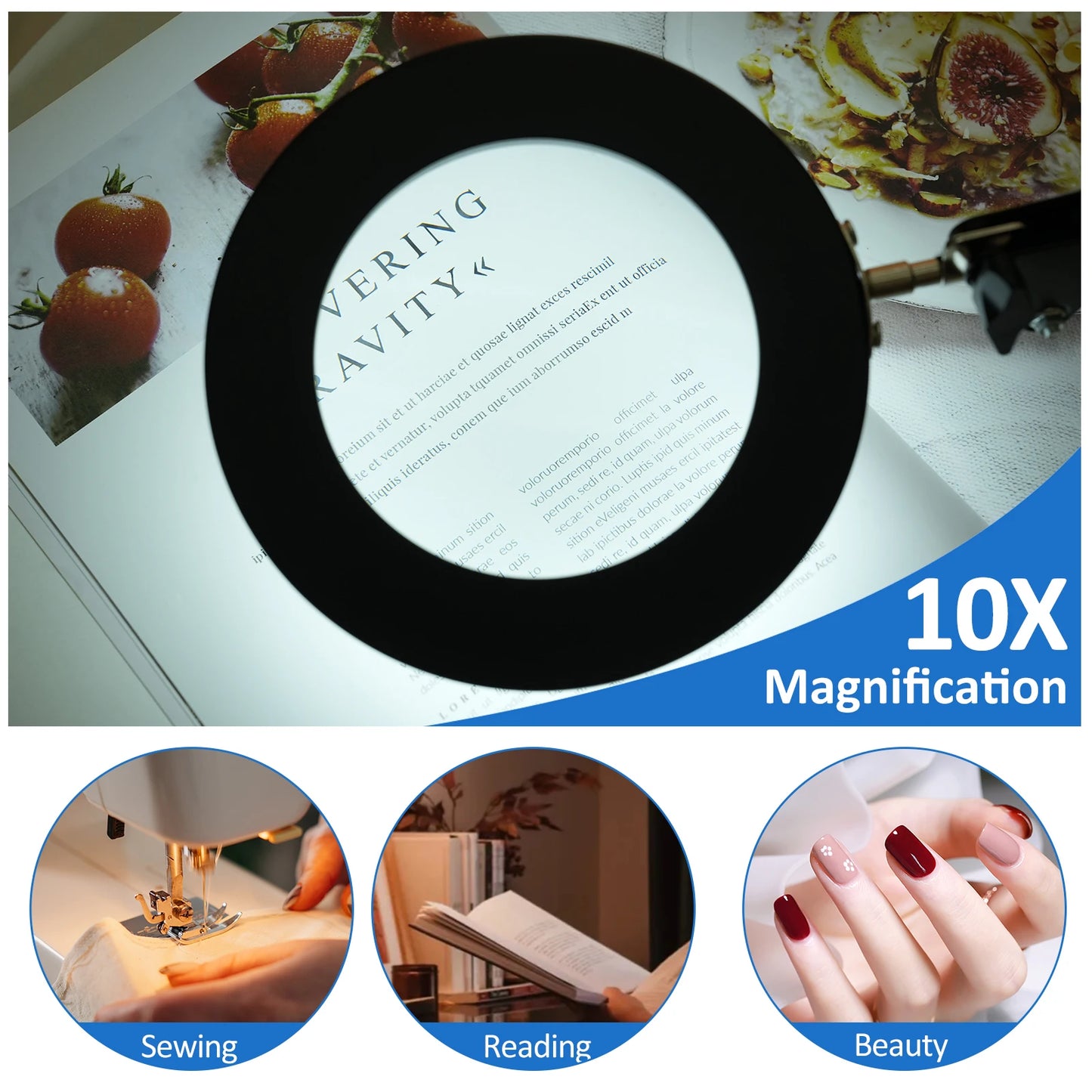 10X Magnifying Glass with Light 2-in-1 Desk Lamp and Clamp Adjustable Swing Arm LED Lighted Desk Lamp for Craft Hobby Close Work - PYJ IT Solutions Online Shop