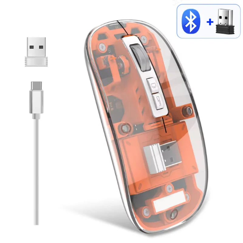 3 Modes Wireless Bluetooth Transparent Gaming Mouse Silent DPI Adjustable Rechargeable Battery Display Mice for PC Mipad Laptop - PYJ IT Solutions Online Shop