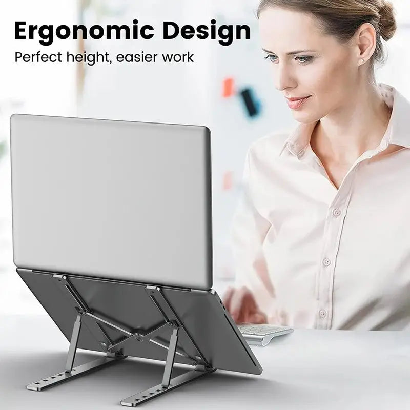 Aluminum Alloy Laptop Holder Stand Adjustable Foldable Portable for Notebook Computer Bracket Lifting Cooling Holder Non - slip - PYJ IT Solutions Online Shop