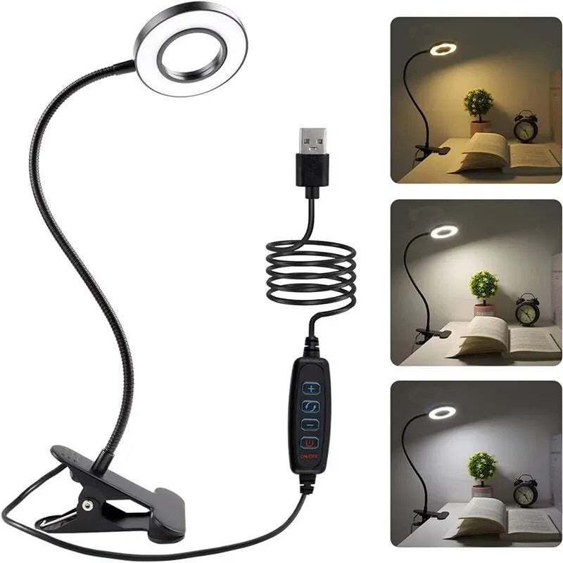 48 LEDs Desk Lamp Clip USB Book Light Bedside 360° Flexible Eye Protection Gooseneck Reading Light Brightness Adjustable 3 Leve - PYJ IT Solutions Online Shop