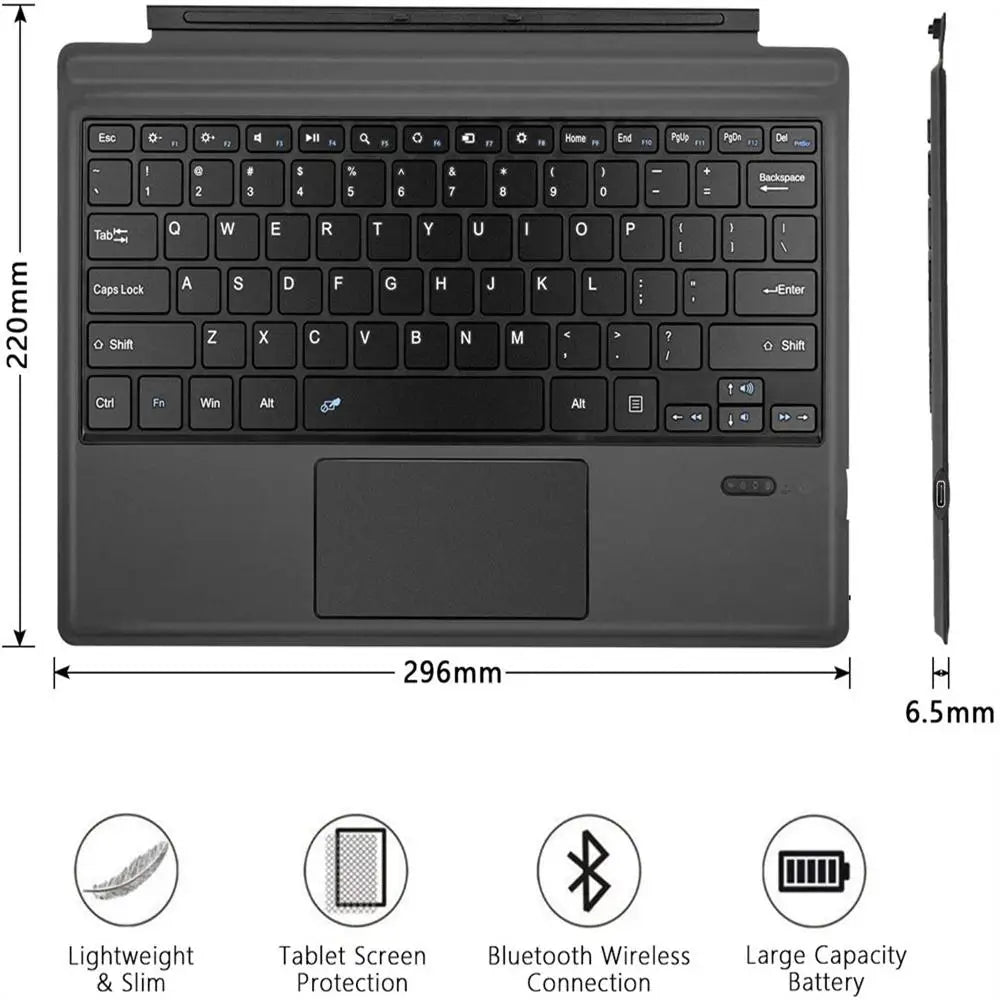 For Microsoft Surface Pro 3 4 5 6 7 Tablet Keyboard Ultra Slim Bluetooth-compatible Wireless Keyboard With Touchpad Backlit - PYJ IT Solutions Online Shop