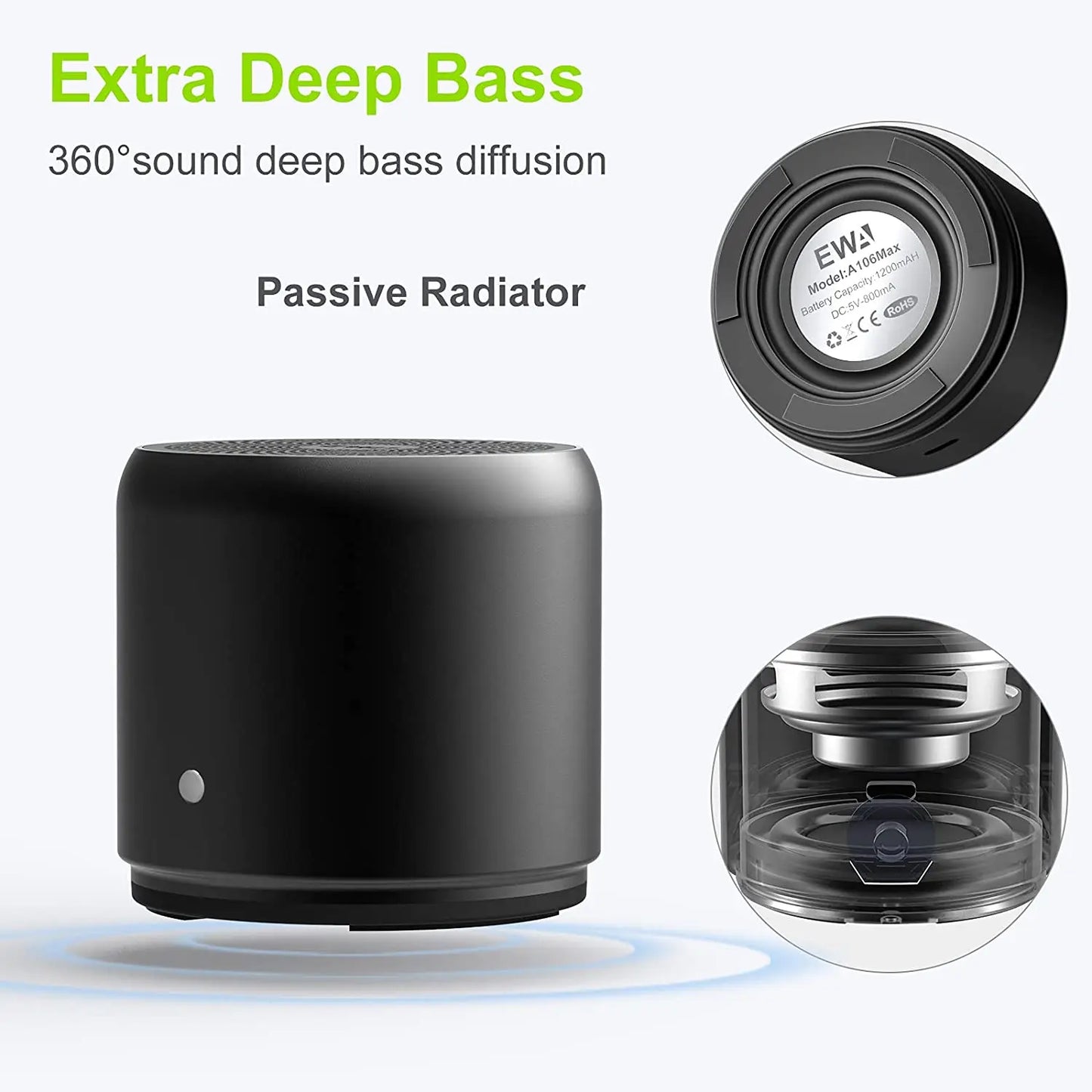 EWA A106Max Portable Bluetooth Waterproof Speaker 8W StormBox Blast Outdoor Wireless Speaker Dual Stereo Party Camping Speaker 1200 mAh 4H Playtime - PYJ IT Solutions Online Shop