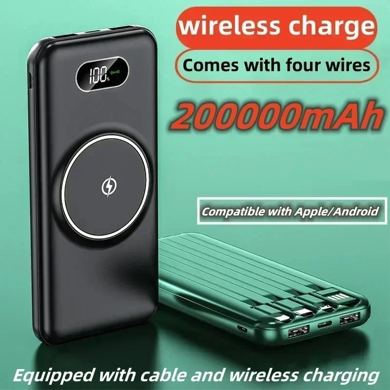 New 200000 mAh charging treasure mobile power portable four-in-one mobile power supply with its own line - PYJ IT Solutions Online Shop