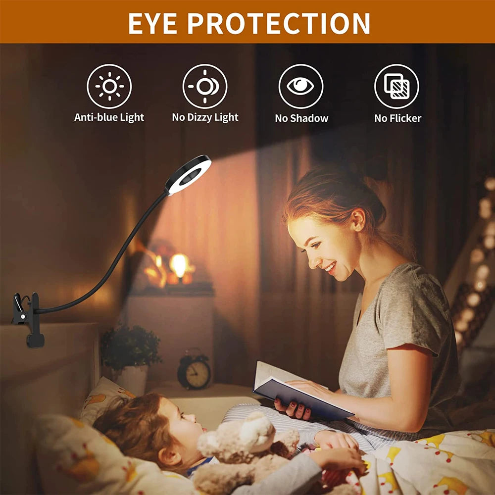 48 LEDs Desk Lamp Clip USB Book Light Bedside 360° Flexible Eye Protection Gooseneck Reading Light Brightness Adjustable 3 Leve - PYJ IT Solutions Online Shop