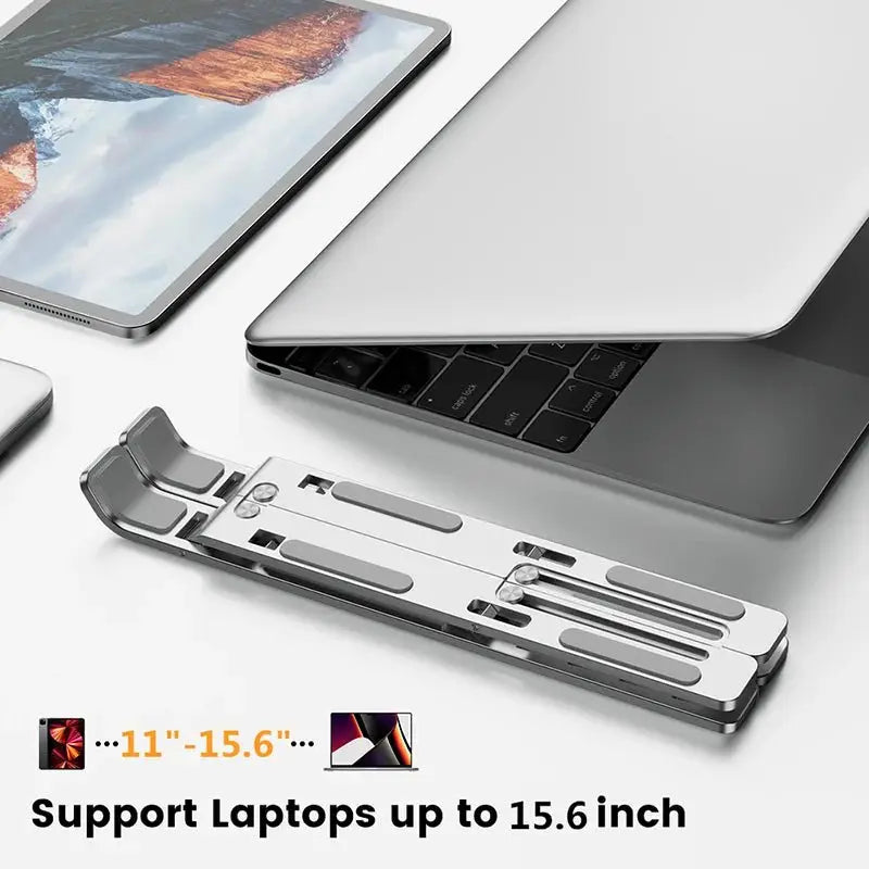 Aluminum Alloy Laptop Holder Stand Adjustable Foldable Portable for Notebook Computer Bracket Lifting Cooling Holder Non - slip - PYJ IT Solutions Online Shop