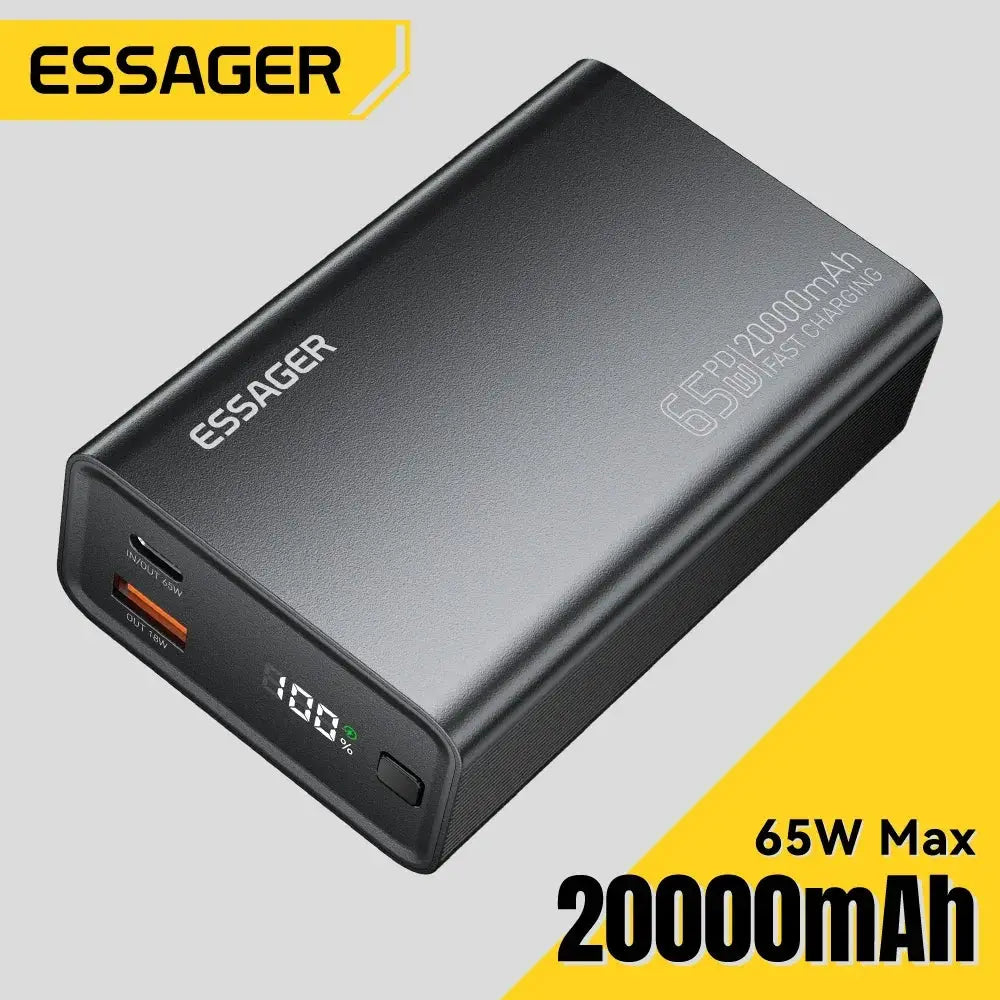 Essager Power Bank 20000mAh Portable PD 65W Fast Charging Mobile Phone External Battery Powerbank For Phone Laptop Tablet Mac - PYJ IT Solutions Online Shop