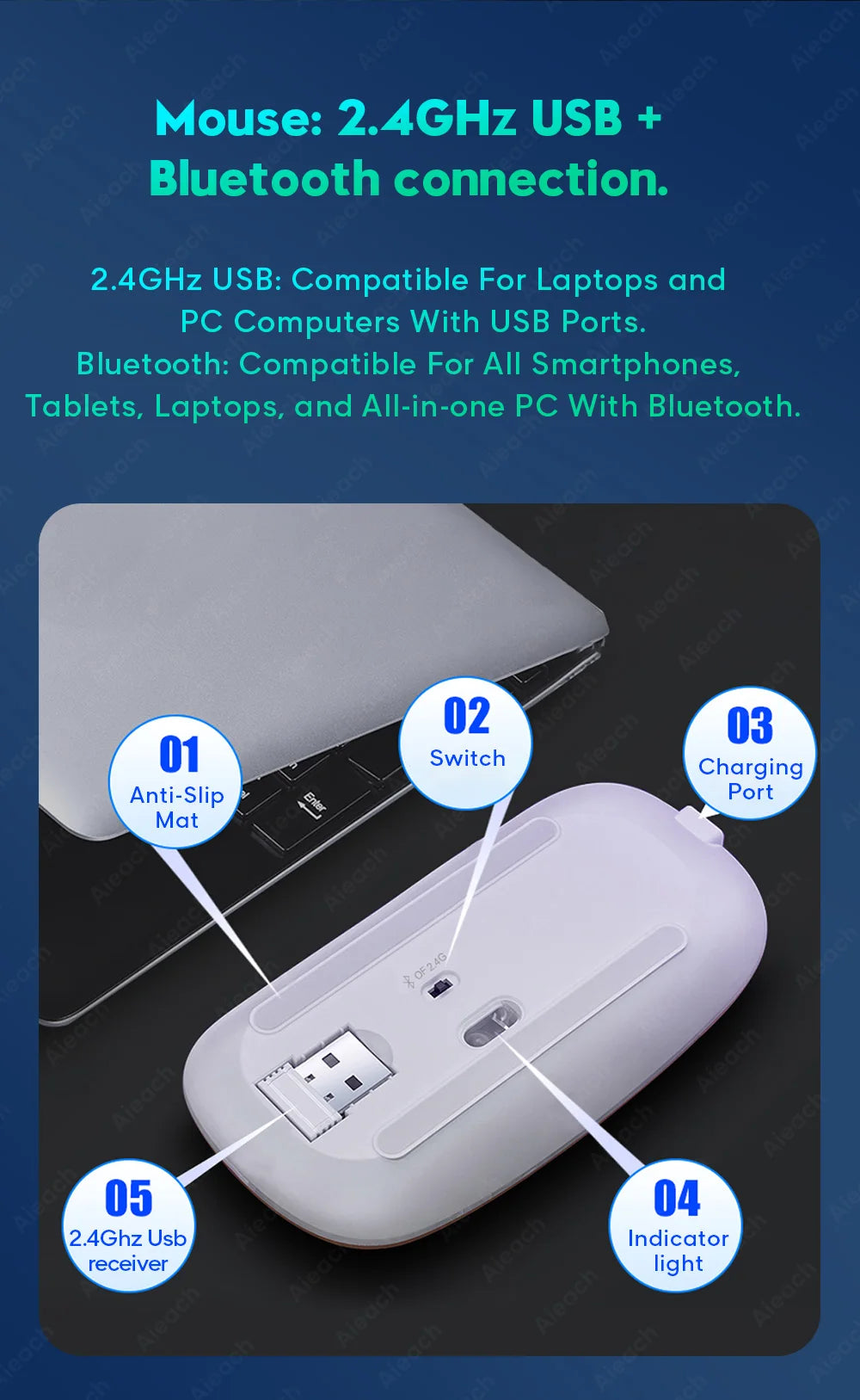 Keyboard For Tablet Android iOS Windows Wireless Mouse Keyboard Bluetooth-compatible Rainbow Backlit Keyboard For iPad Phone - PYJ IT Solutions Online Shop