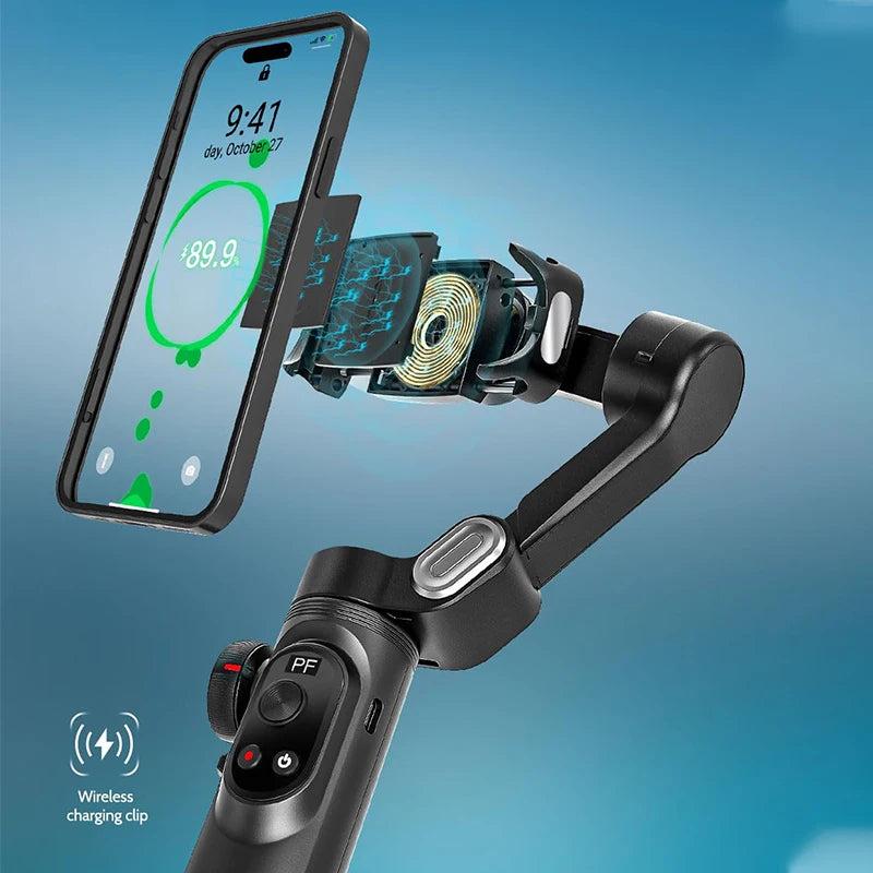 Smart X Pro 3-Axis Handheld Gimbal Stabilizer Wireless Charging LED Display For iPhone Android Selfie Stick Phone Stabilizer - PYJ IT Solutions Online Shop