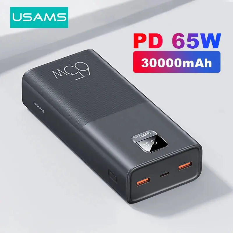 USAMS 65W Power Bank 30000mAh PD Quick Charge SCP FCP Powerbank Portable External Battery Charger For Phone Laptop Tablet Mac - PYJ IT Solutions Online Shop
