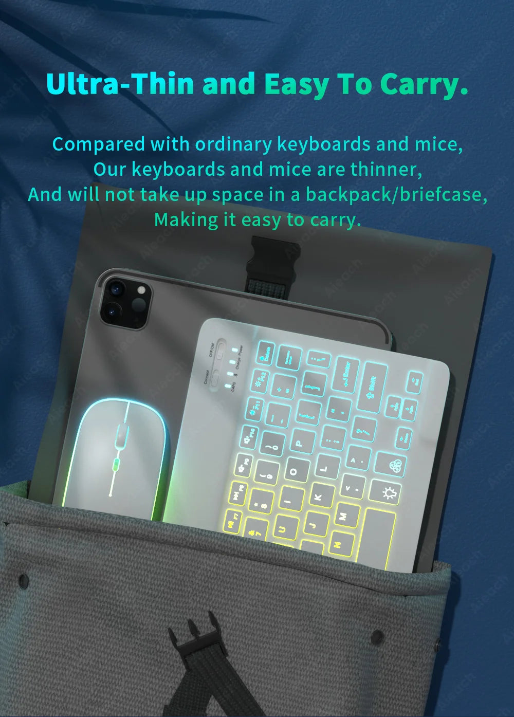 Keyboard For Tablet Android iOS Windows Wireless Mouse Keyboard Bluetooth-compatible Rainbow Backlit Keyboard For iPad Phone - PYJ IT Solutions Online Shop