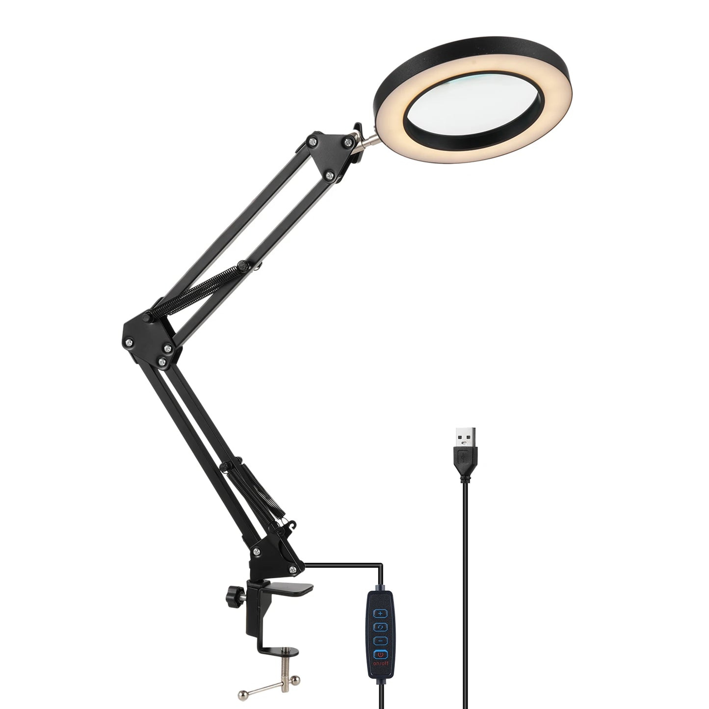10X Magnifying Glass with Light 2-in-1 Desk Lamp and Clamp Adjustable Swing Arm LED Lighted Desk Lamp for Craft Hobby Close Work - PYJ IT Solutions Online Shop