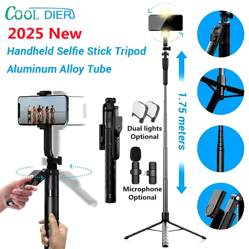 COOL DIER New 1.7M Wireless Selfie Stick Tripod Foldable Stand For Gopro Action Cameras Smartphones Balance Steady Shooting Live - PYJ IT Solutions Online Shop