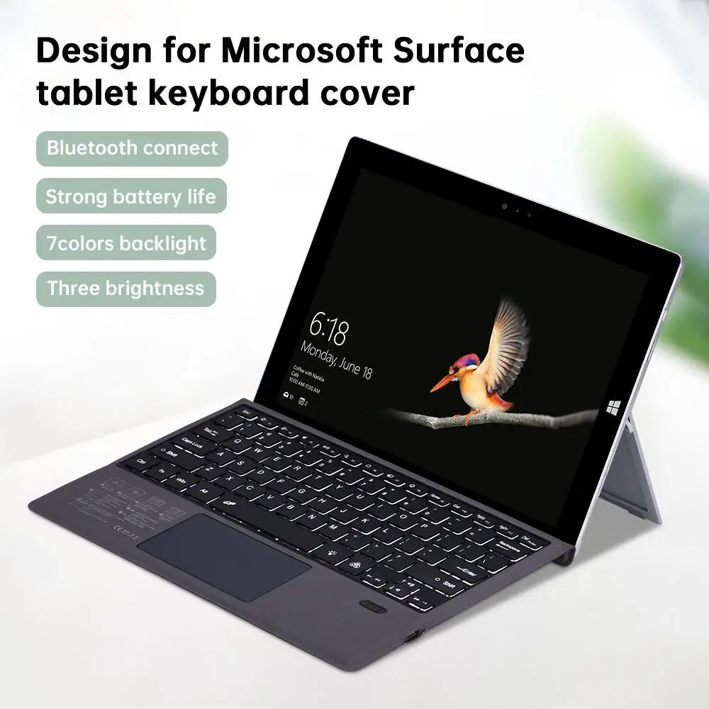 For Microsoft Surface Pro 3 4 5 6 7 Tablet Keyboard Ultra Slim Bluetooth-compatible Wireless Keyboard With Touchpad Backlit - PYJ IT Solutions Online Shop
