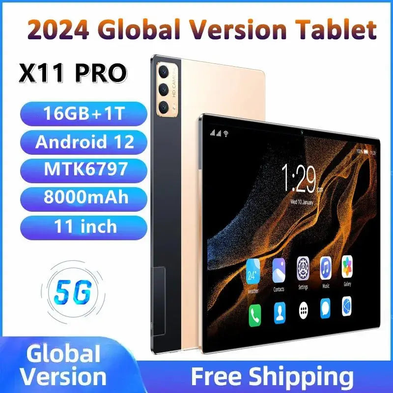 2024 Tablet Android 12 Brand New 11 inch 16GB RAM 1TB ROM 24MP+48MP 8000mAh 10Core Dual 5G LTE Phone Call Bluetooth WiFi Tablet - PYJ IT Solutions Online Shop