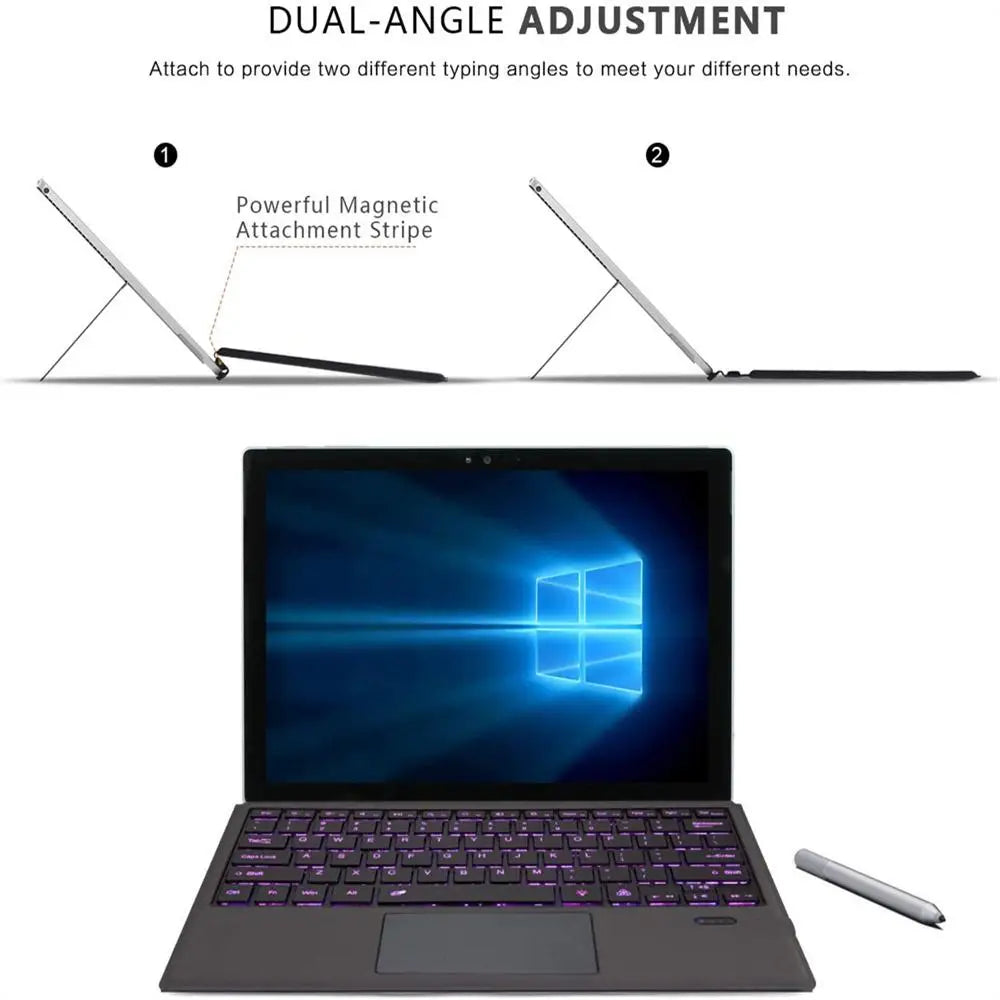 For Microsoft Surface Pro 3 4 5 6 7 Tablet Keyboard Ultra Slim Bluetooth-compatible Wireless Keyboard With Touchpad Backlit - PYJ IT Solutions Online Shop