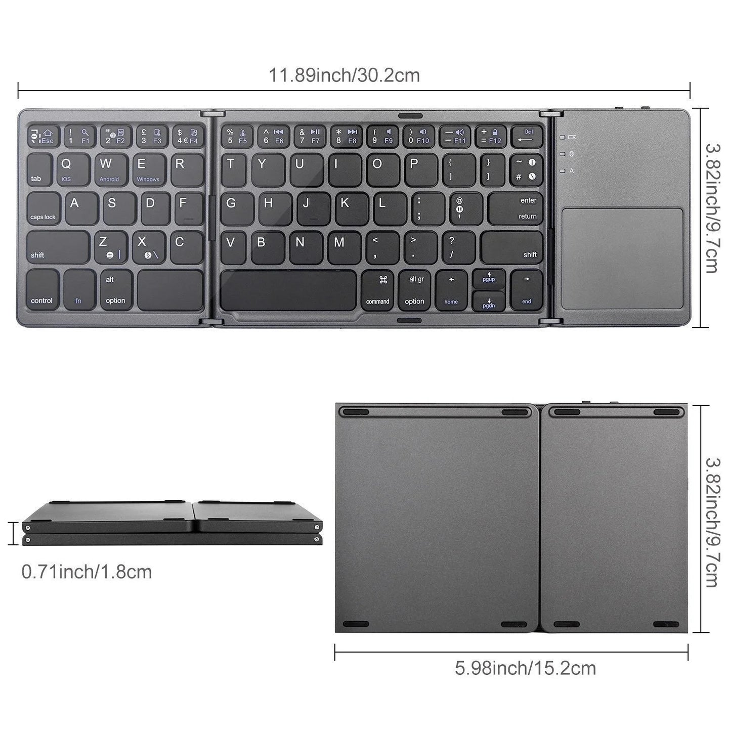 Foldable Wireless Keyboard Ultra Slim Touchpad Bluetooth Keyboard Rechargeable Folding Keyboard for Tablet Laptop - PYJ IT Solutions Online Shop