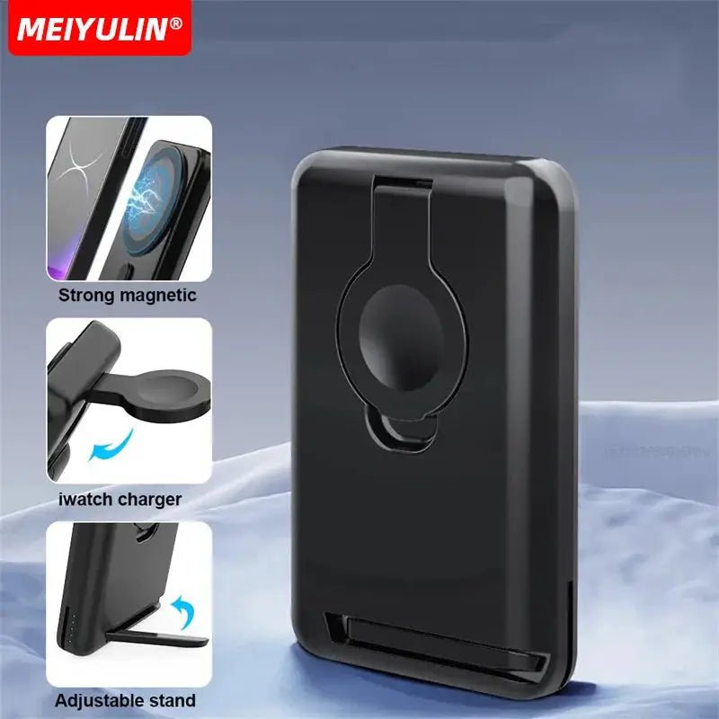 10000mAh Magnetic Power Bank 3 in 1 Wireless Fast Charger Stand External Auxiliary Battery For Magsafe iPhone Apple Watch - PYJ IT Solutions Online Shop
