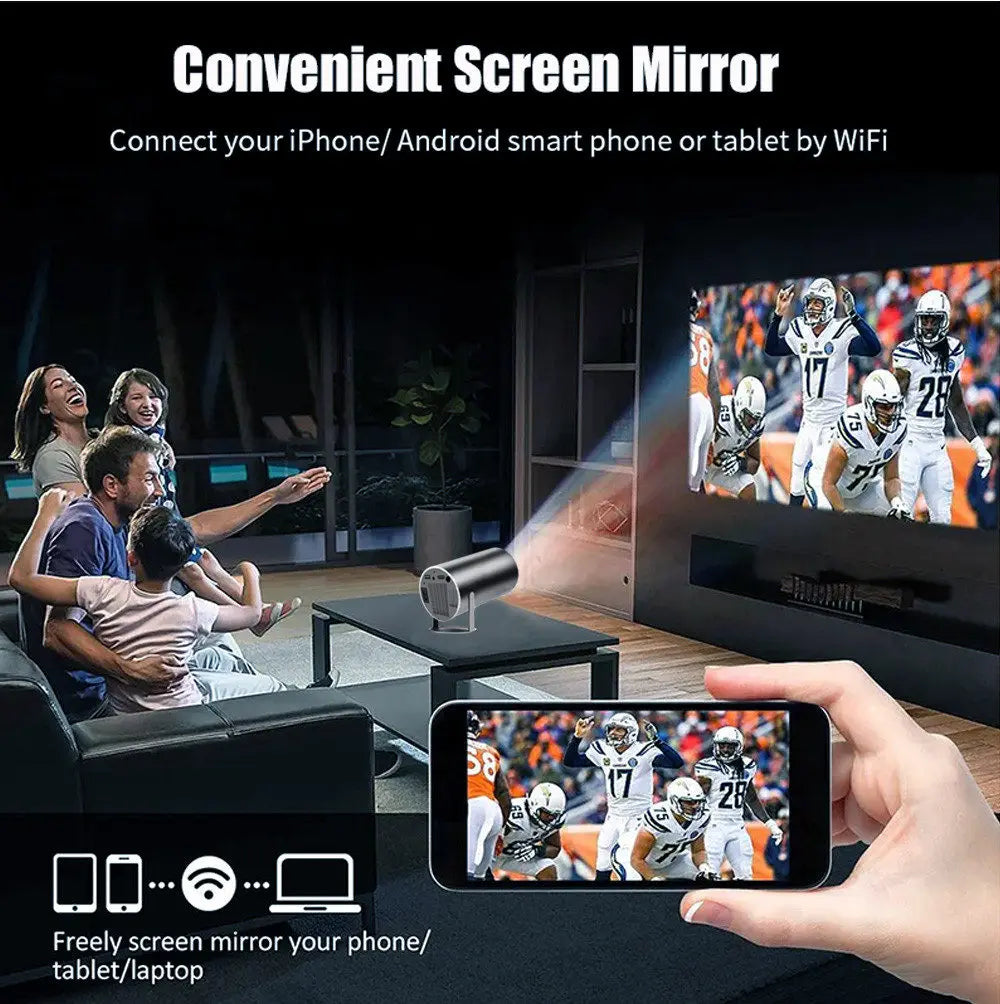 Ditong Mini projector 1080p support with 270°rotating bracket 300 ANSI 5G WiFi Bluetooth Auto Keystone Home Projector hy300 plus - PYJ IT Solutions Online Shop