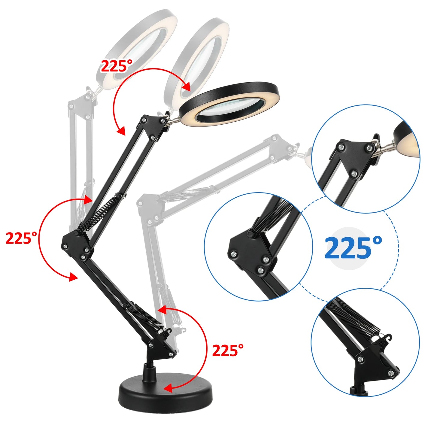 10X Magnifying Glass with Light 2-in-1 Desk Lamp and Clamp Adjustable Swing Arm LED Lighted Desk Lamp for Craft Hobby Close Work - PYJ IT Solutions Online Shop