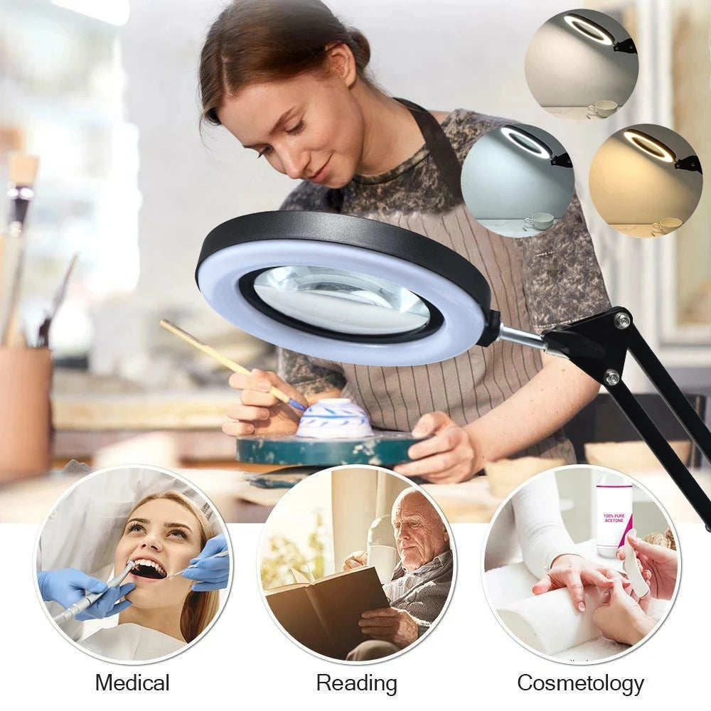 72LED 8X/10X NEW Illuminated Magnifier USB 3 Colors LED Magnifying Glass for Soldering Iron Repair/Table Lamp/Skincare Beauty - PYJ IT Solutions Online Shop