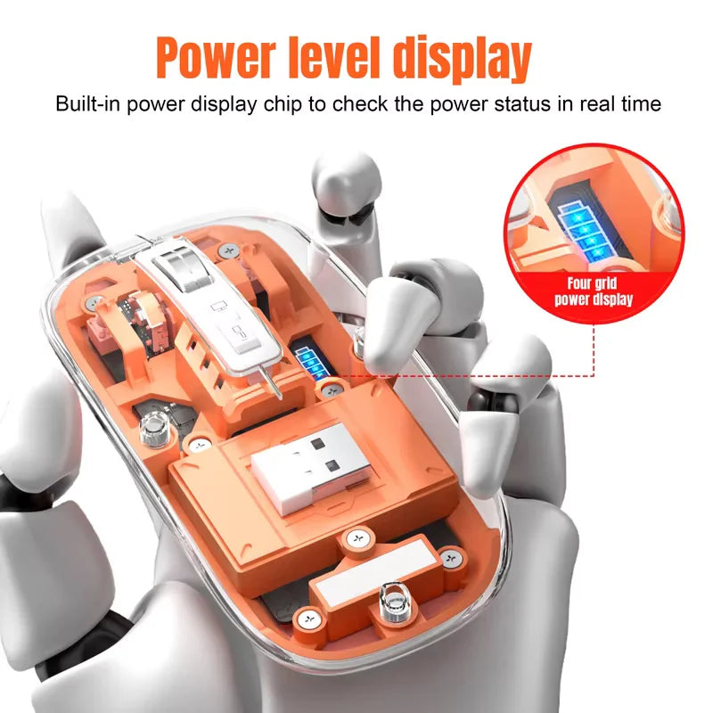 3 Modes Wireless Bluetooth Transparent Gaming Mouse Silent DPI Adjustable Rechargeable Battery Display Mice for PC Mipad Laptop - PYJ IT Solutions Online Shop