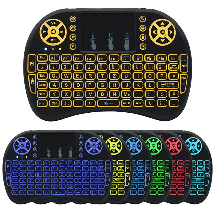 Backlit Mini Wireless Keyboard Spanish French Azerty Russian Portuguese Brazil Language Air Mouse With Touchpad N RGB PC TV Box - PYJ IT Solutions Online Shop