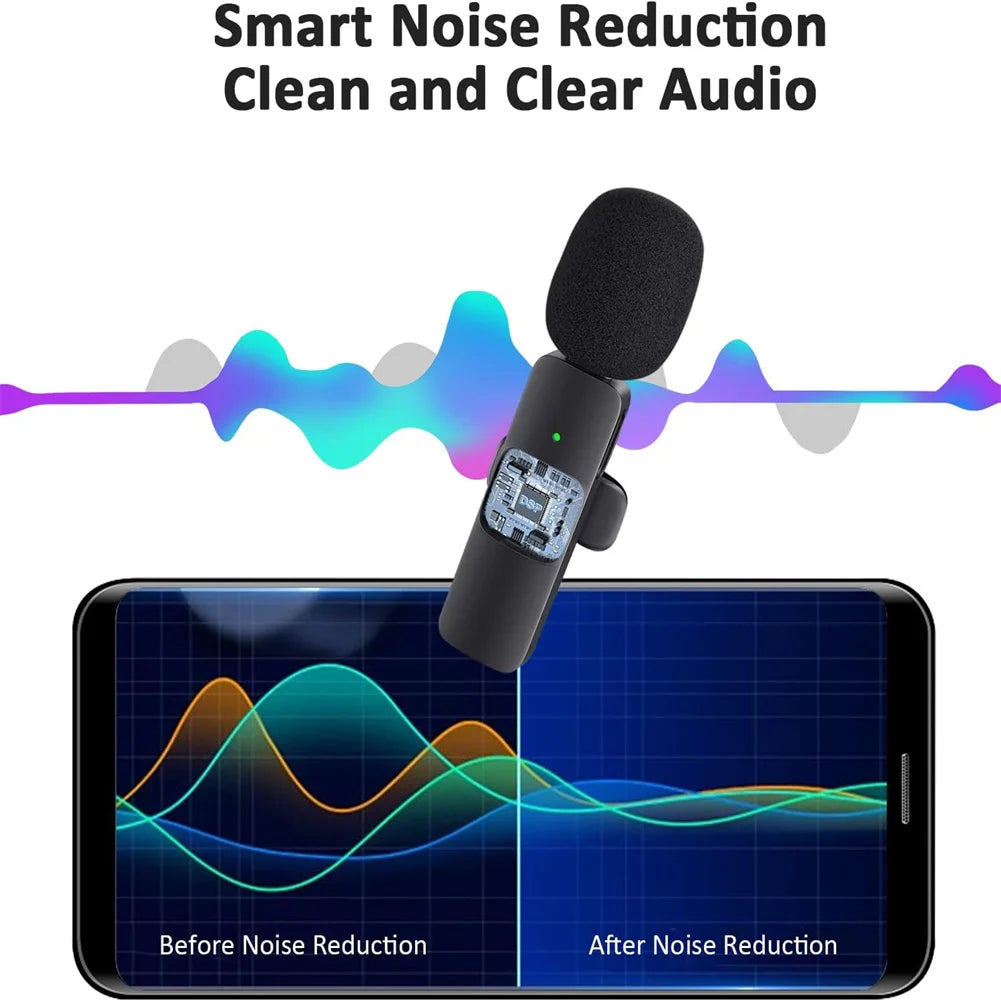 New Wireless Lavalier Microphone Professional Lapel Noise Reduction Wireless Lavalier Microphones For Video Recording Interview - PYJ IT Solutions Online Shop