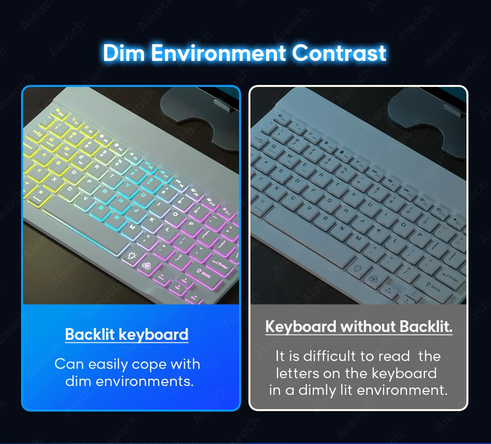 Keyboard For Tablet Android iOS Windows Wireless Mouse Keyboard Bluetooth-compatible Rainbow Backlit Keyboard For iPad Phone - PYJ IT Solutions Online Shop