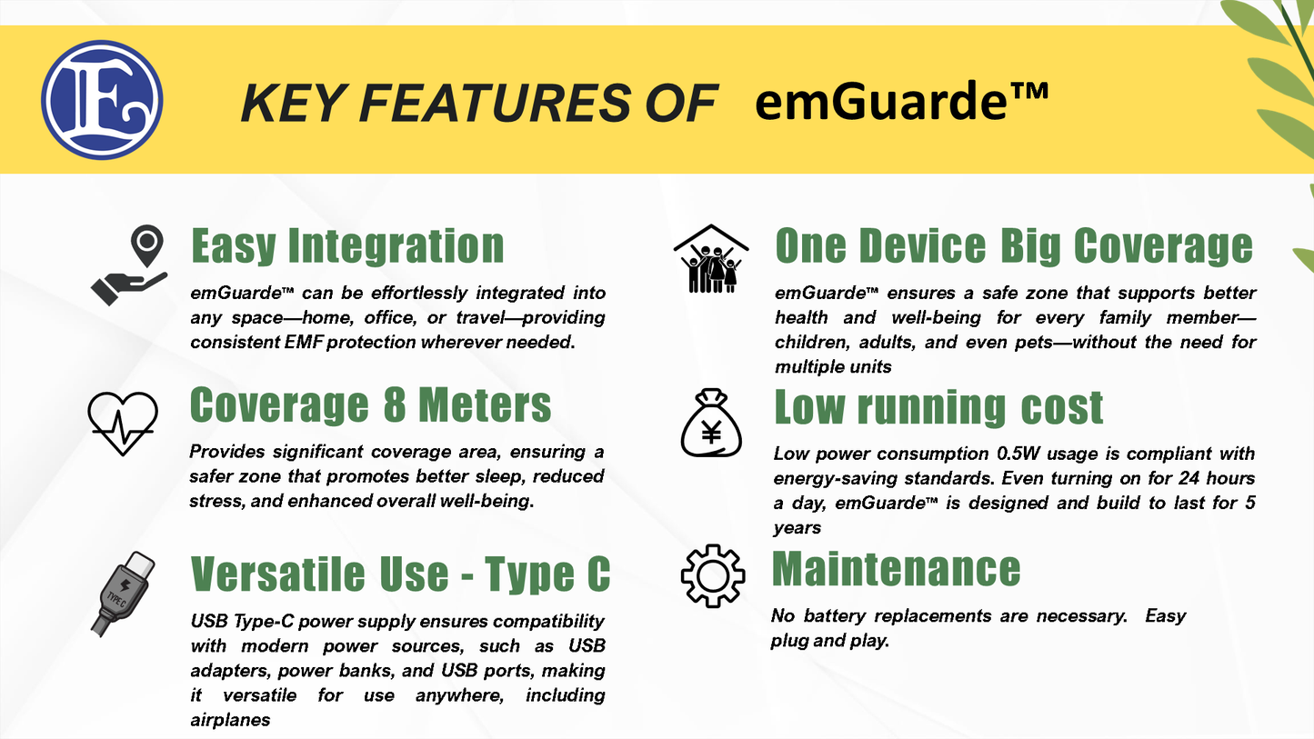 emGuarde - Patented ElectroMagnetic Field (EMF) Harmonizer to Protect Your Health