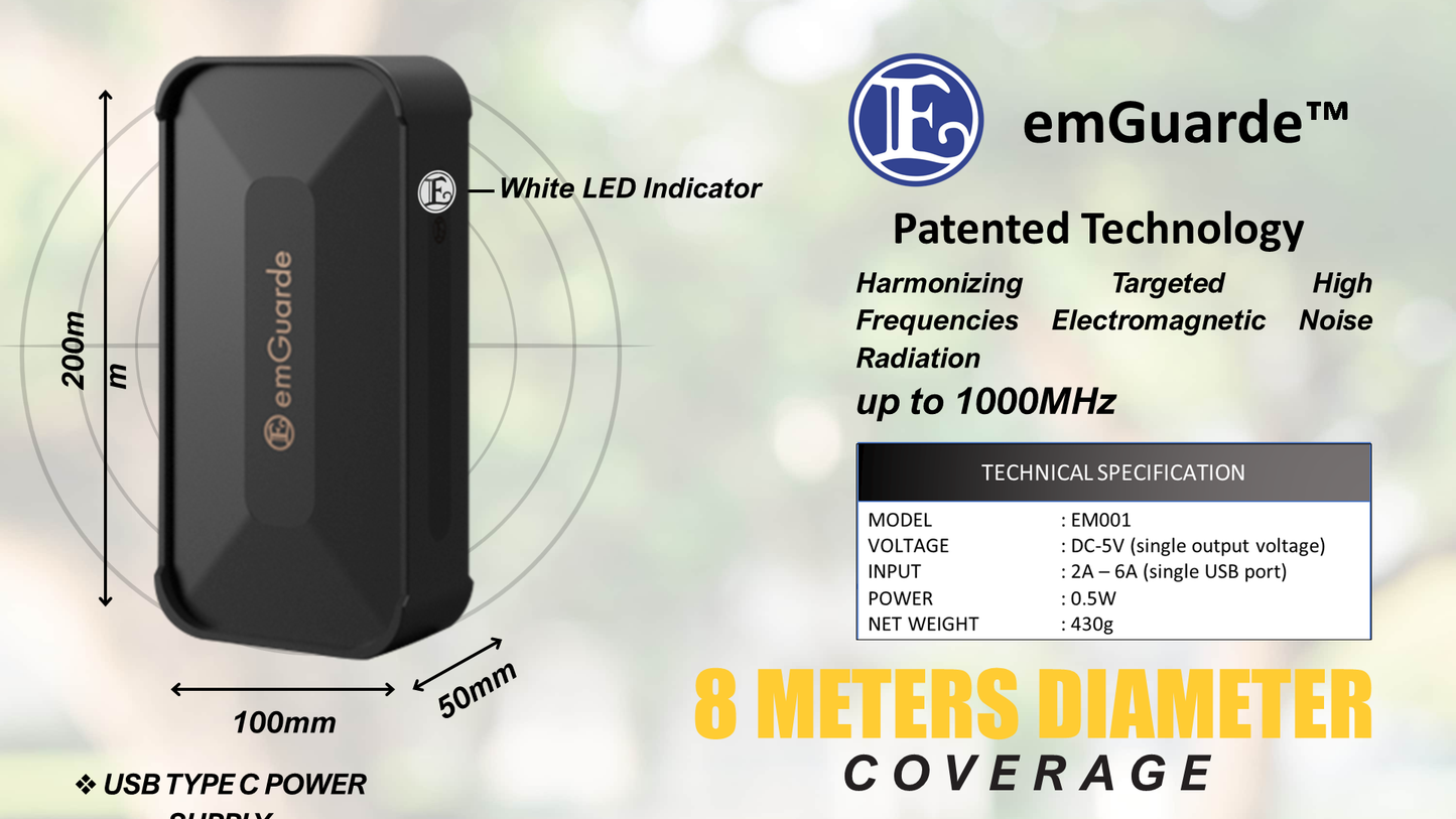 emGuarde - Patented ElectroMagnetic Field (EMF) Harmonizer to Protect Your Health