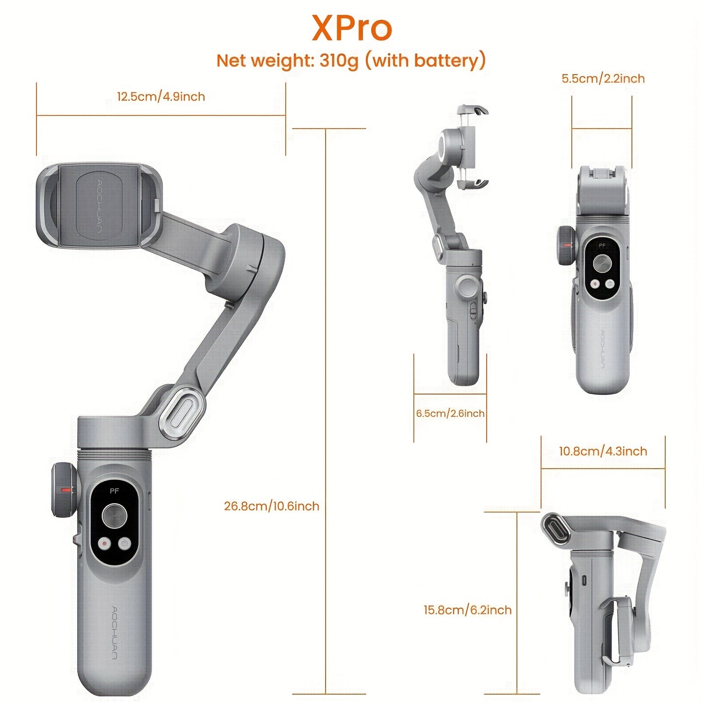 Ao Chuan Smart XPro Cell Phone Gimbal Mount Smart Shooting Outdoor Sports Vlog Three-legged Stabilizer Three-axis Anti-shake Stabilization Comes With A Three-step Fill Light Can Be Reversed Wireless Charging Support App Black - PYJ IT Solutions Online Shop