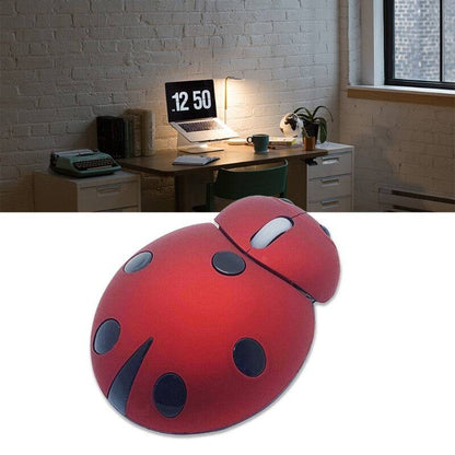 Wireless Mouse with USB Receiver 2.4GHz Cartoon Ladybug Mouse